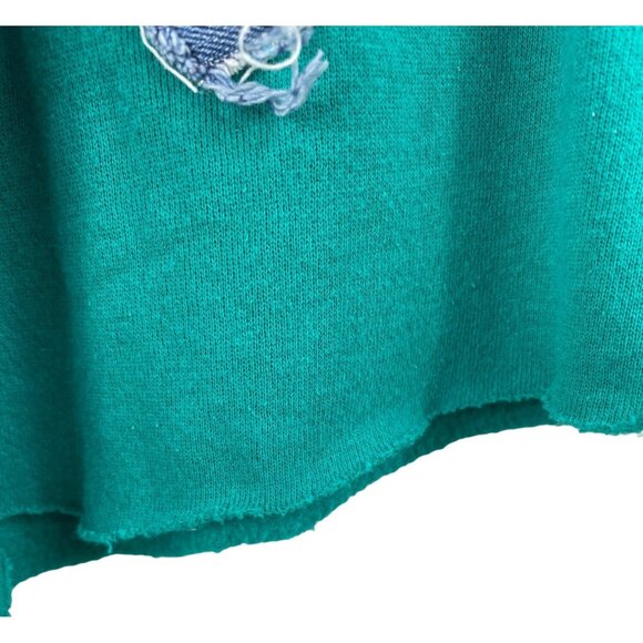 Be Nice Hand Decorated Denim Applique Womens XL Hanes Crewneck Sweatshirt - Picture 5 of 8